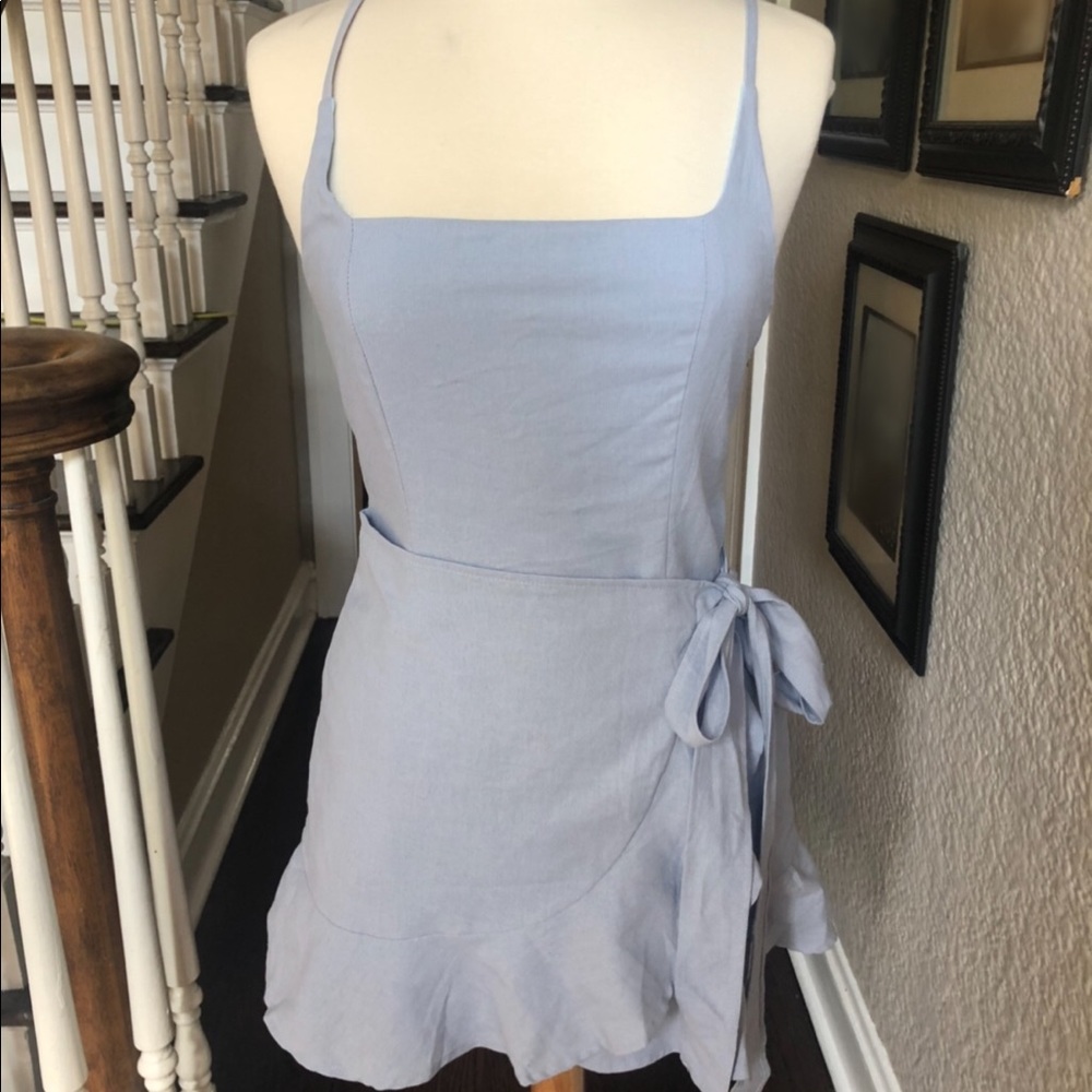 Princess Polly light blue wrap dress (size: 12)